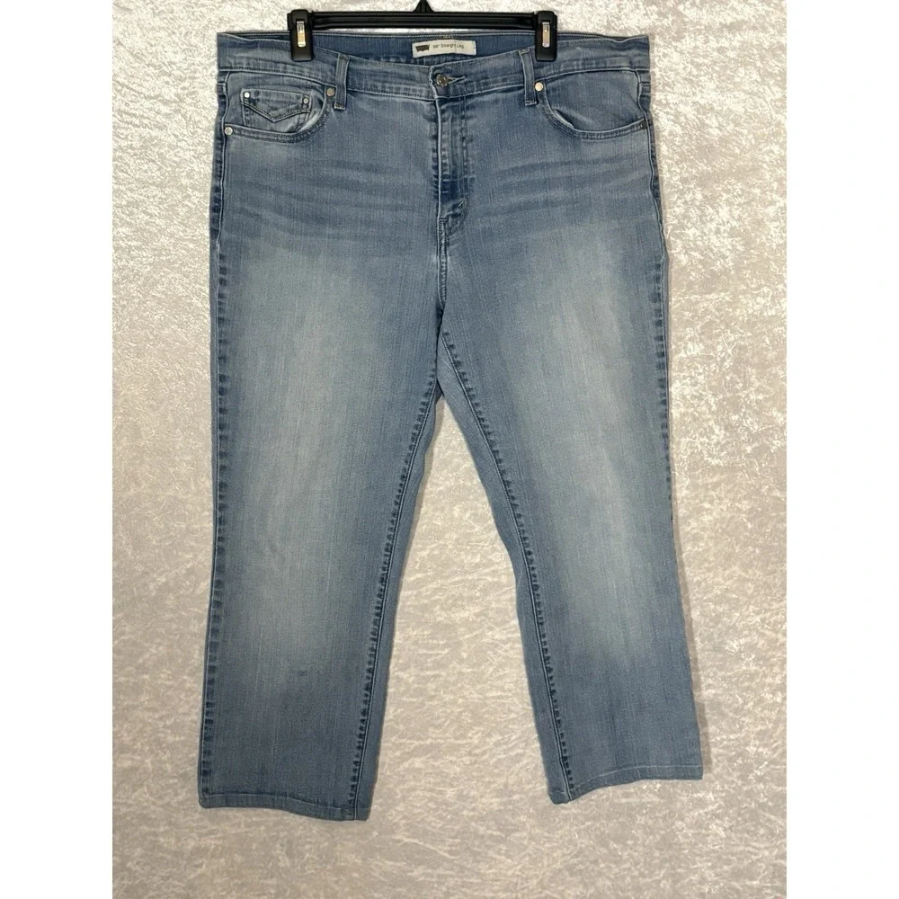 Levi's 505  Straight‎ Leg Crop  Blue Denim Jeans Medium Wash 5-Pocket Classic